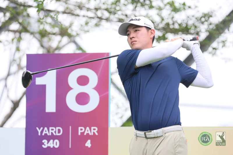 林大銪第一回合以67桿-5暫並列第一。Tpga/林聖凱攝