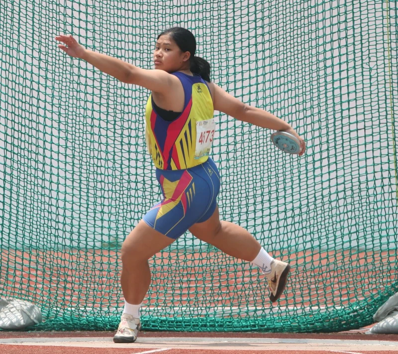 15歲馬加樂國女鐵餅奪金破高懸18年大會紀錄。台南市體育局提供