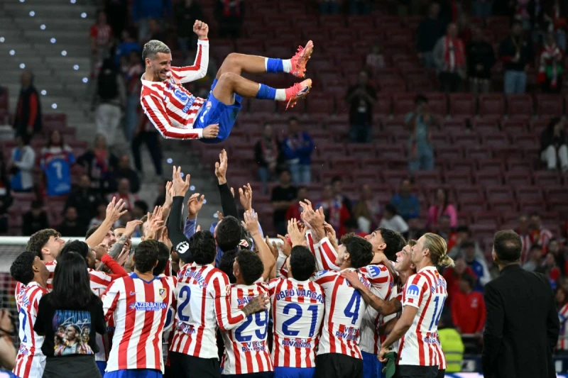 馬競在最後一場主場送別國前鋒格里茲曼(Antoine Griezmann)。法新社