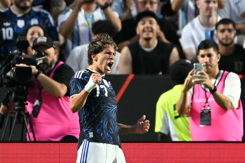 小西蒙尼（Giuliano Simeone）,為阿根廷射進第二球。法新社