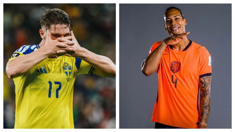 要看瑞典約克雷斯 (Viktor Gyokeres,左)攻擊強還是荷蘭的范戴克 (Virgil van Dijk) 防守強。合成照片