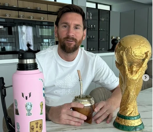 梅西平日常被拍到飲用瑪黛茶。翻攝自leomessi IG