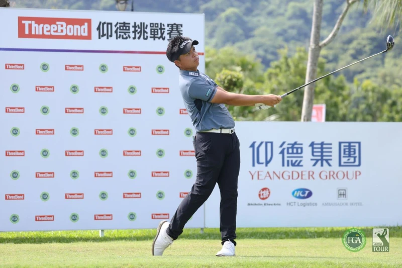 尋求衛冕的洪健堯首回合以66桿-6單獨領先。Tpga/林聖凱攝