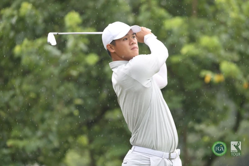 李睿紳第一回合以63桿-9暫並列第一。Tpga/林聖凱攝