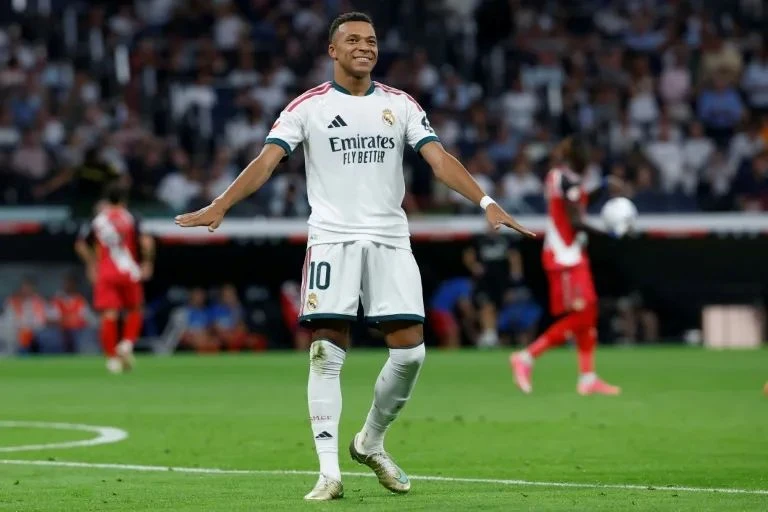姆巴佩(Kylian Mbappe)梅開二度。法新社