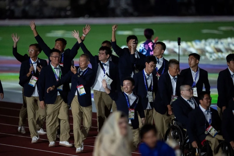 台灣代表團在全場歡呼聲中熱情與觀眾互動。運動部提供