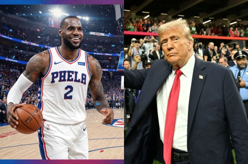 美國總統川普(Donald Trump,右)砲轟詹姆斯(LeBron James)。合成照片