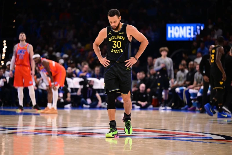 柯瑞(Stephen Curry)職業生涯中第一次面臨0勝3敗的開局。法新社