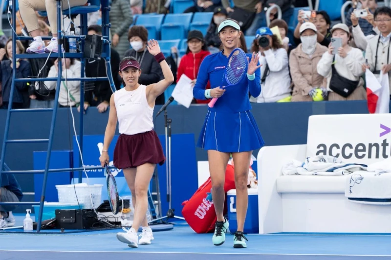 詹皓晴搭檔日本球員加藤未唯在太平洋網賽晉女雙8強。劉雪貞提供